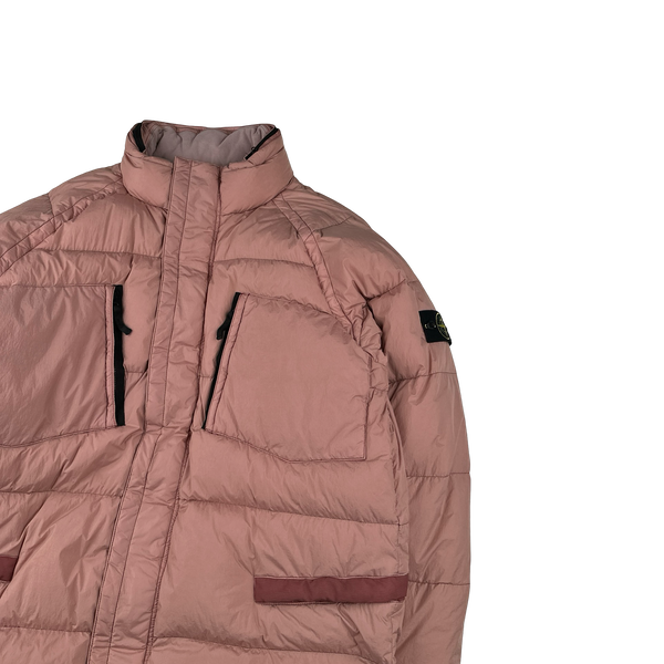 Stone Island 2016 Pink Crinkle NY Down Long Puffer Jacket - 3XL