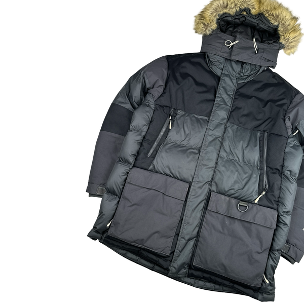 North Face Grey 550 Down Filled Winter Fur Hood Trim Jacket - XL
