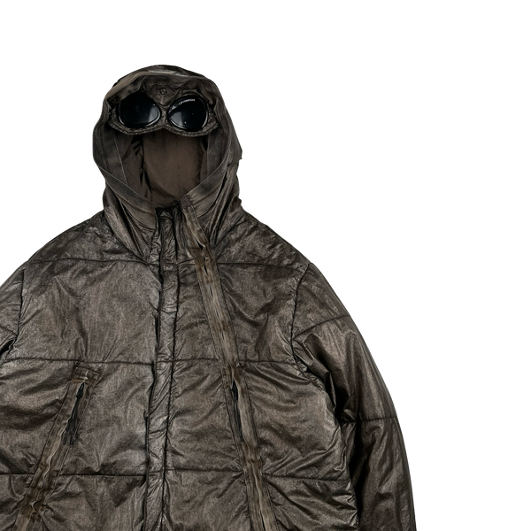 CP Company Brown Antic Silver Padded Goggle Jacket - 3XL