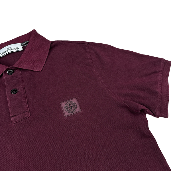 Stone Island Burgundy Cotton Polo Shirt - Large