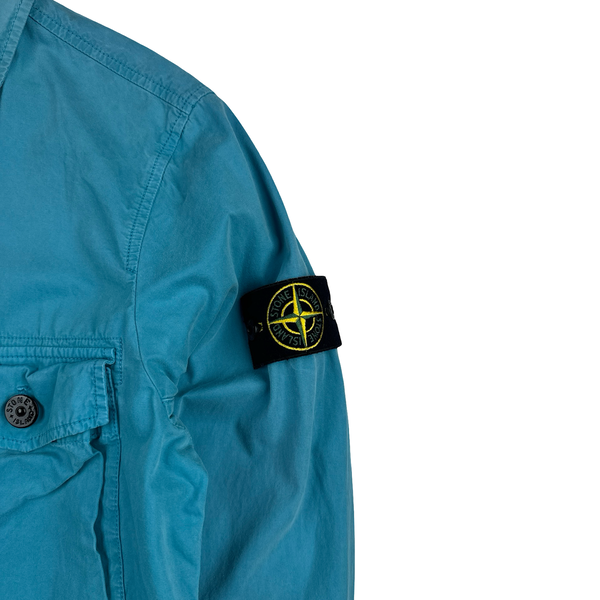 Stone Island 2020 Blue Zipped Cotton Overshirt - Small