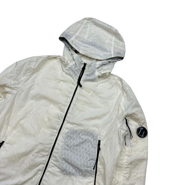 CP Company White 3D Air Net Zipped Hooded Jacket - Medium