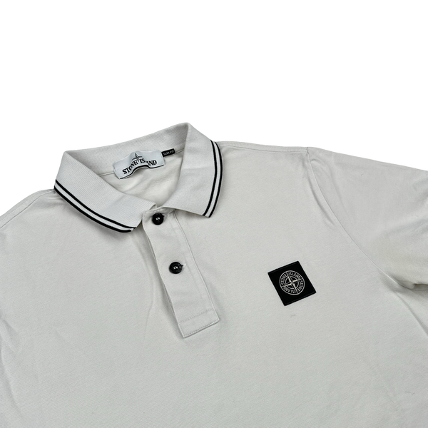 Stone Island White Cotton Polo Shirt - Large
