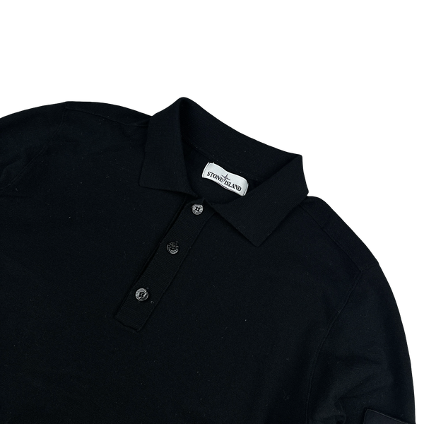 Stone Island 2020 Black Merino Wool Buttoned Shirt Jumper - Large