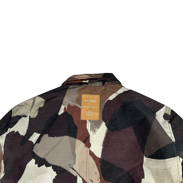 Norse Projects Brown Camo Buttoned Collared Jacket - Medium