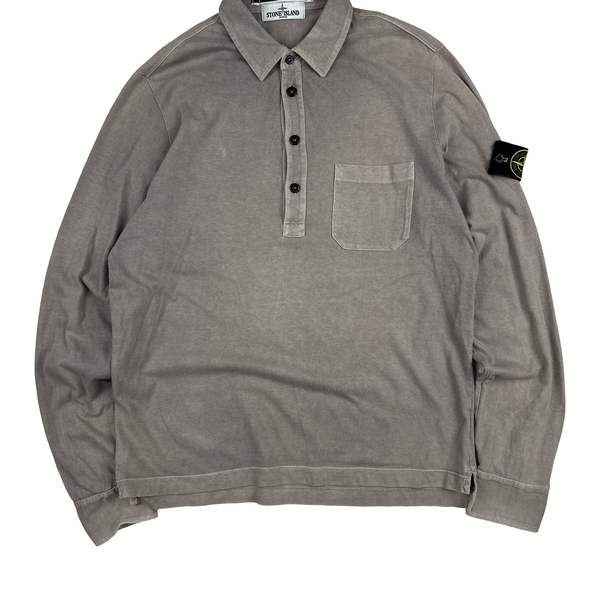 Stone Island Grey Button up Long sleeve Polo Shirt - Large