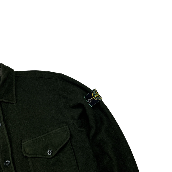 Stone Island 1997 Forest Green Vintage Wool Overshirt - Large