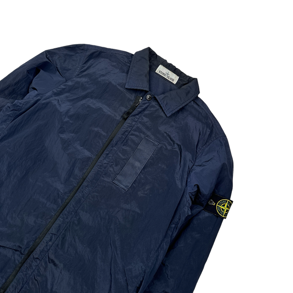 Stone Island Navy Nylon Metal Shimmer Overshirt - Small