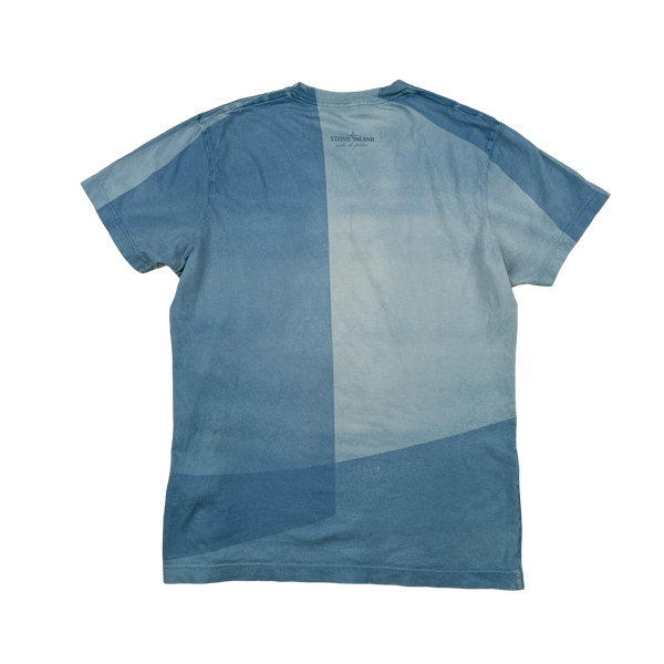 Stone Island Blue Two Tone Isola Di Pielia T Shirt - Large
