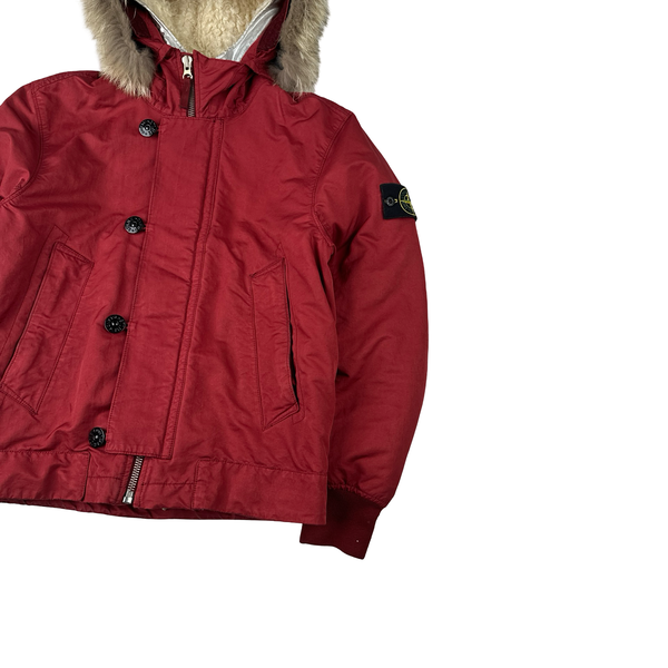 Stone Island 2015 Silver Sherling Liner Coyote Fur Hood David TC Jacket - Small