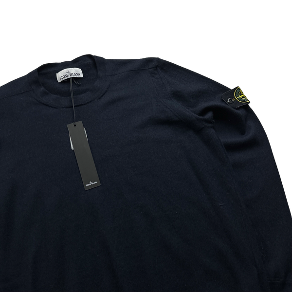 Stone Island 2020 Navy Merino Wool Crewneck Jumper - XL