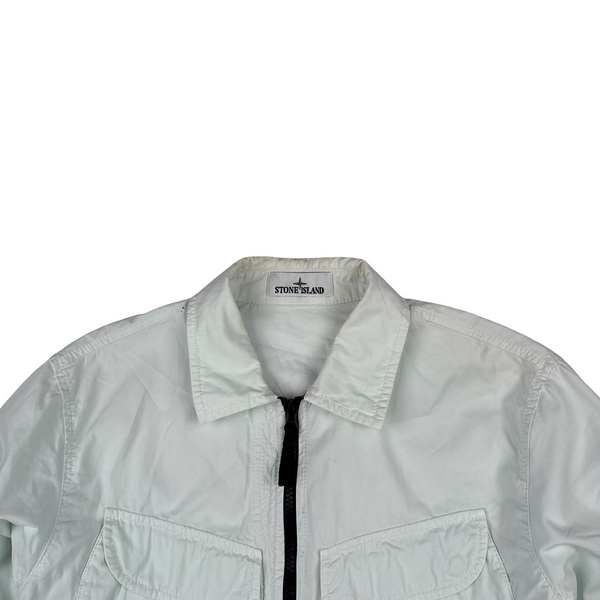 Stone Island 2022 Ice Blue Cotton Zipped Overshirt - Medium
