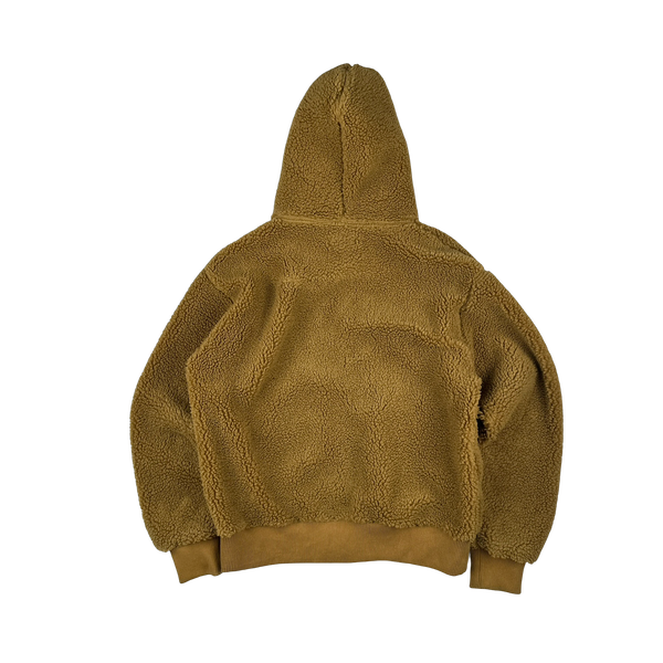 Stussy Teddy Fleece Zipped Hooded Spellout Jumper - Medium