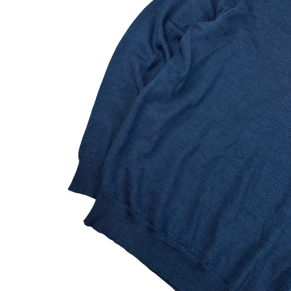 Stone Island 2016 Blue Wool Blend V Neck Jumper - XXL