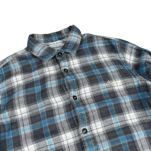 Stone Island 2011 Blue Cotton Plaid Buttoned Shirt - Medium