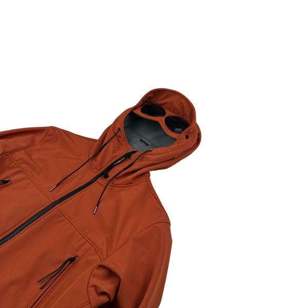 CP Company Burnt Orange Fleece Lined Goggle Soft Shell Jacket - Large