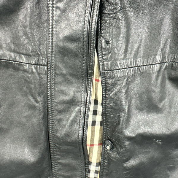 Burberry Leather Nova Check Lined Heavyweight Jacket - 3XL