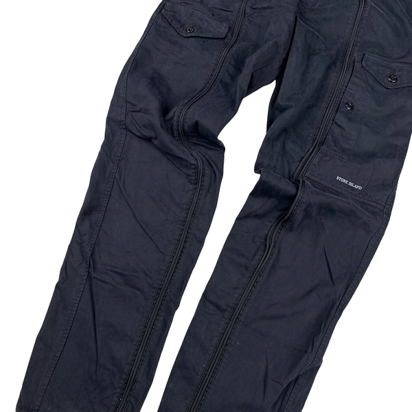 Stone Island 2004 Navy Spellout Cargo Trousers - Medium