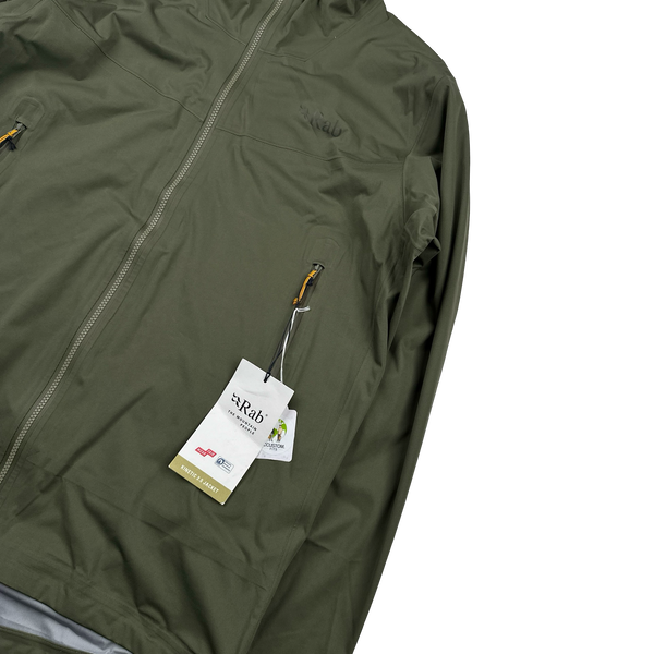 RAB Khaki Kinetic 2.0 Waterproof Lightweight Rain Jacket - Medium
