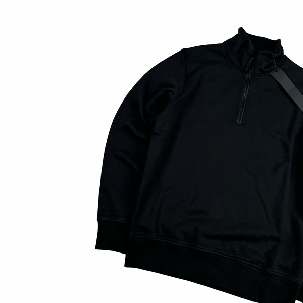 Stone Island 2023 Black Cotton Quarter Zipped Jumper - Small
