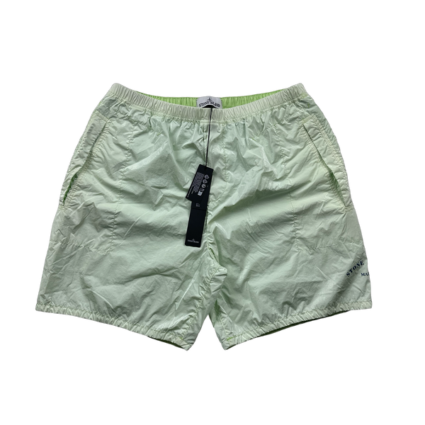 Stone Island 2023 Green Prismatico Ripstop Reflective Spellout Shorts - 34",32",30"