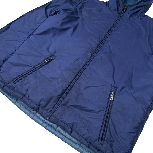 Prada Blue Reversible Triangle Tab Zipped Puffer Jacket - XL