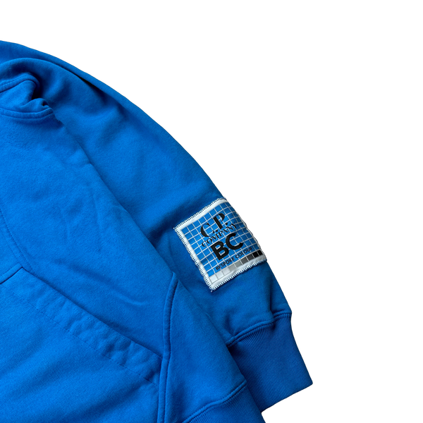 CP Company Bespoke Blue Goggle Cotton Zip Up Hoodie - Large