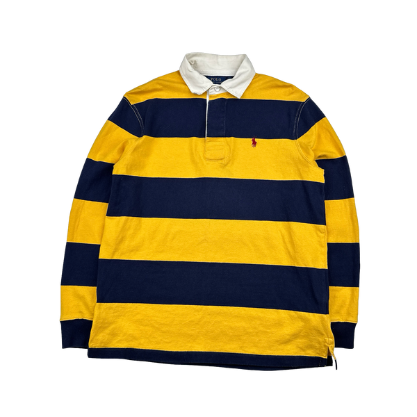 Ralph Lauren Yellow Striped Long Sleeve Rugby Shirt - Medium