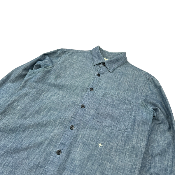 Stone Island 2019 Indigo Buttoned Denim Shirt - Medium