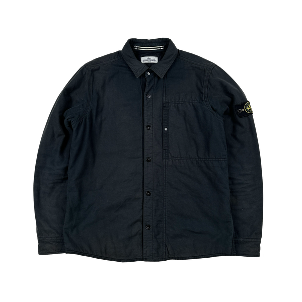 Stone Island 2012 Black Cotton Quilted Buttoned Overshirt - XL