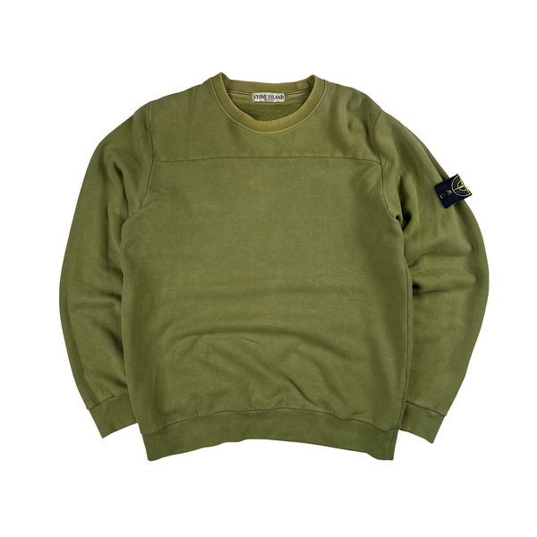 Stone Island 2010 Sage Green Sun Faded Crewneck Cotton Jumper - Large