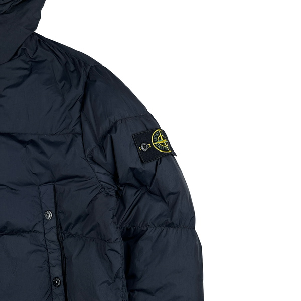 Stone Island 2013 Navy Long Crinkle Down Puffer Jacket - Large