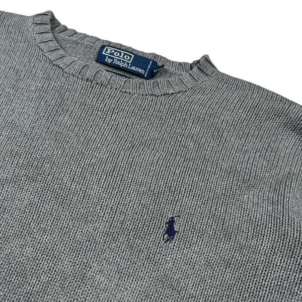 Ralph Lauren Grey Knit Crewneck Jumper - Large