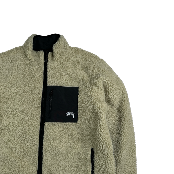 Stussy 8-Ball Reversible Teddy Fleece Zipped Jumper - XXL