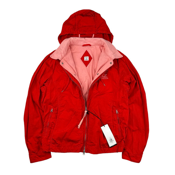 CP Company X Sebago Red Nylon Cotton Lined Collared Jacket - Small