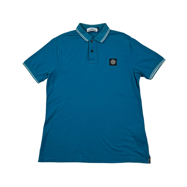 Stone Island Blue Short Sleeve Polo Shirt - Large