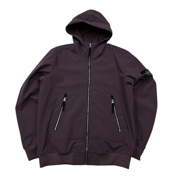 Stone Island 2021 Plum Soft Shell e-Dye Hooded Jacket - Large