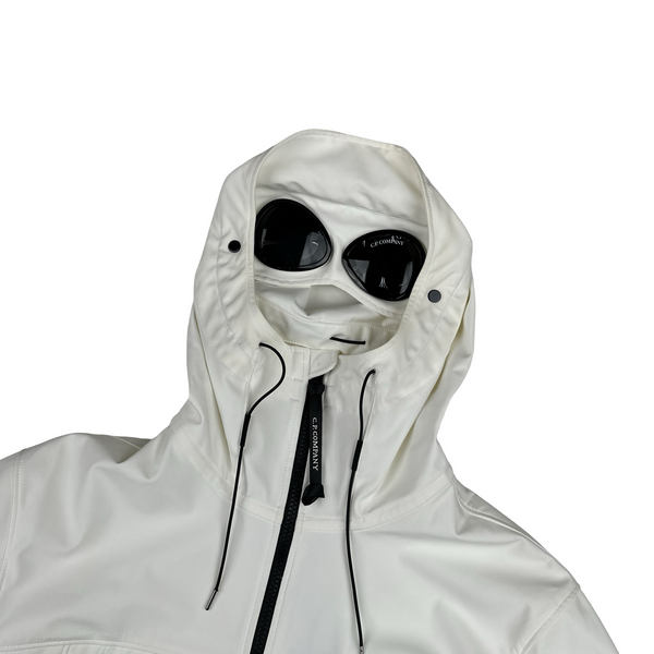 CP Company White Soft Shell Goggle Jacket - Medium