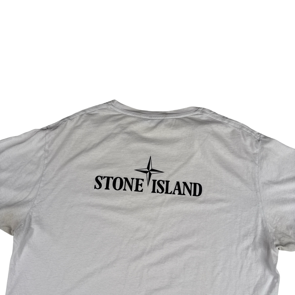 Stone Island White Reflective Spellout T Shirt - XL