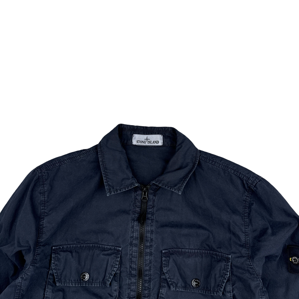 Stone Island 2021 Navy Cotton Zipped Overshirt - Medium