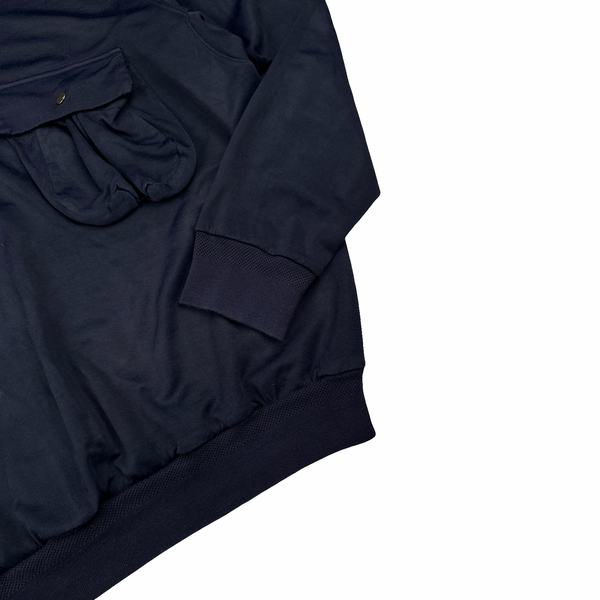 CP Company Vintage Navy Cotton Blend Quarter Zipped Hoodie - XXL