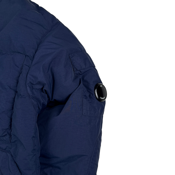 CP Company Navy Flatt Nylon Down Filled Lens Viewer Puffer Jacket - Small