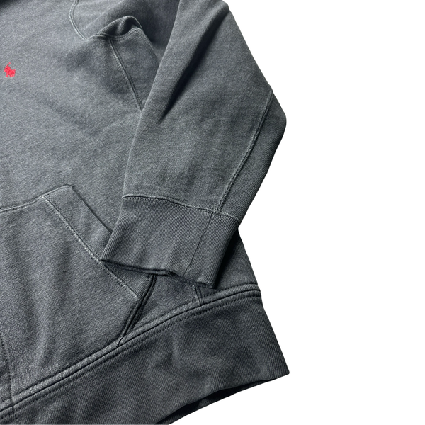 Ralph Lauren Dark Grey Thick Cotton Zipped Hoodie - Large