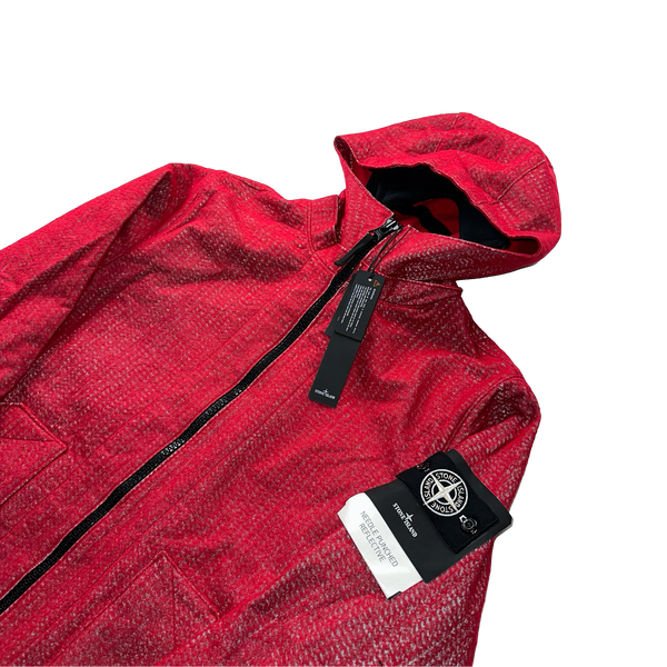 Stone Island 2022 Red Needle Punched Reflective Balaclava Jacket - Small