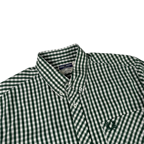 Fred Perry Green Gingham Buttoned Shirt - Large