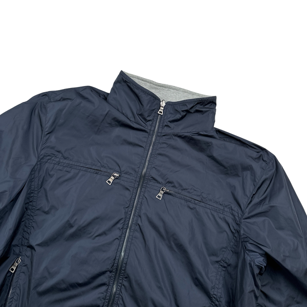 Prada Black Tab Navy Nylon/Grey Fleece Reversible Jacket - 3XL