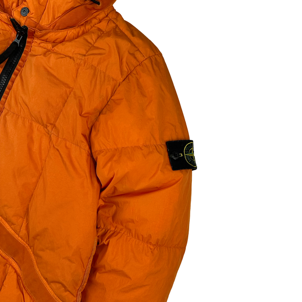 Stone Island 2019 Orange Down Garment Dyed Crinkle Reps Puffer Jacket - Medium