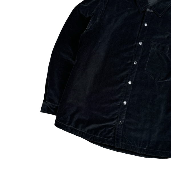 Stone Island 2023 Black Cotton Velvet Buttoned Overshirt - Large