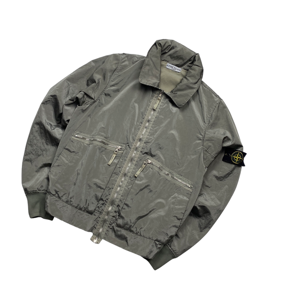 Stone Island 2008 Grey Archive Nylon Metal Bomber Jacket - Medium