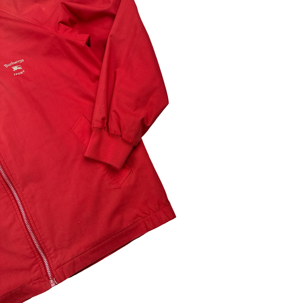 Burberry Red Nova Check Collar And Lined Bomber Jacket